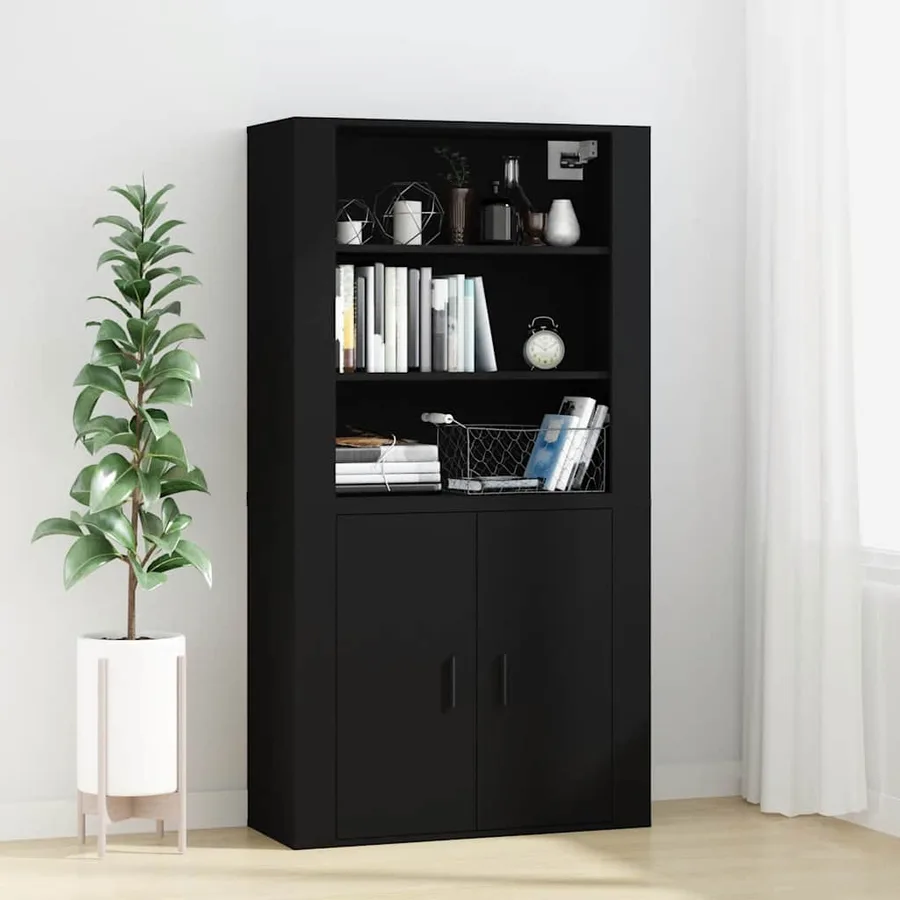 Armoire murale Noir 80x33x80 cm Bois d'ingénierie - 6