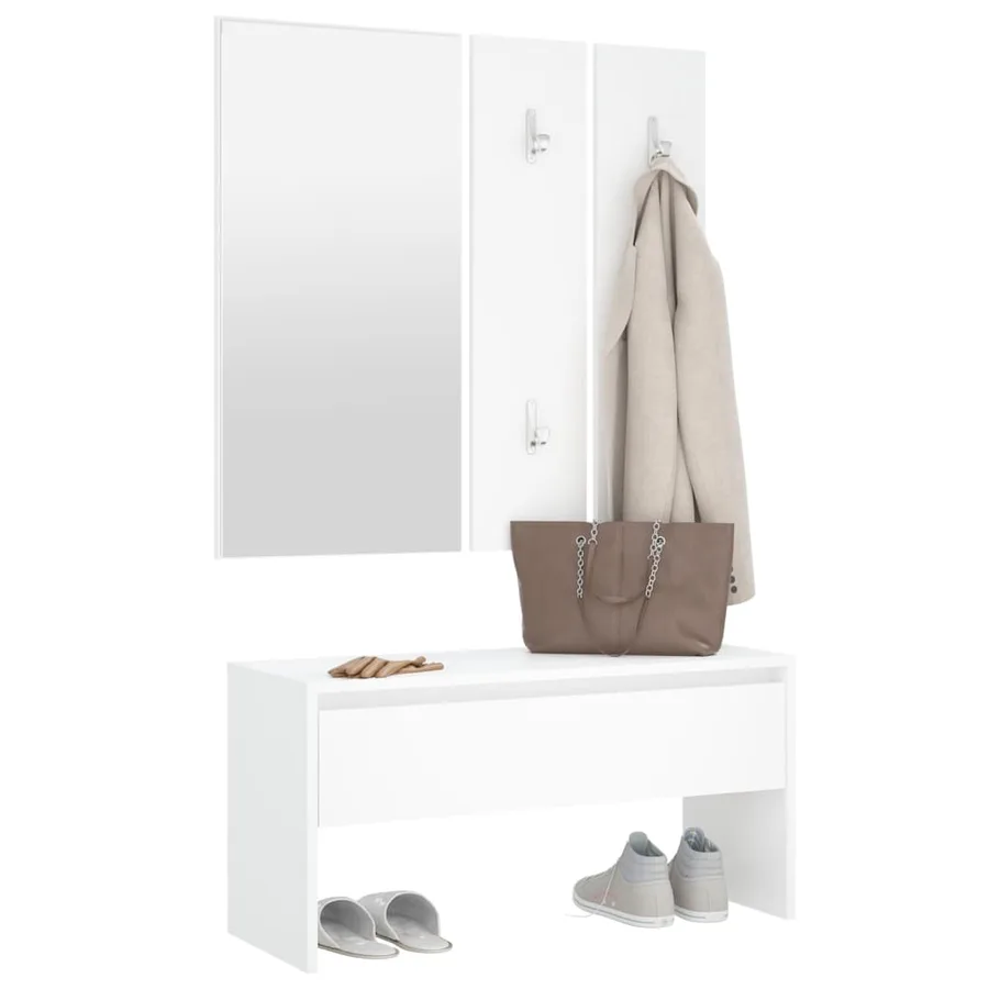 Ensemble de meubles de couloir Blanc Bois d'ingénierie - 4