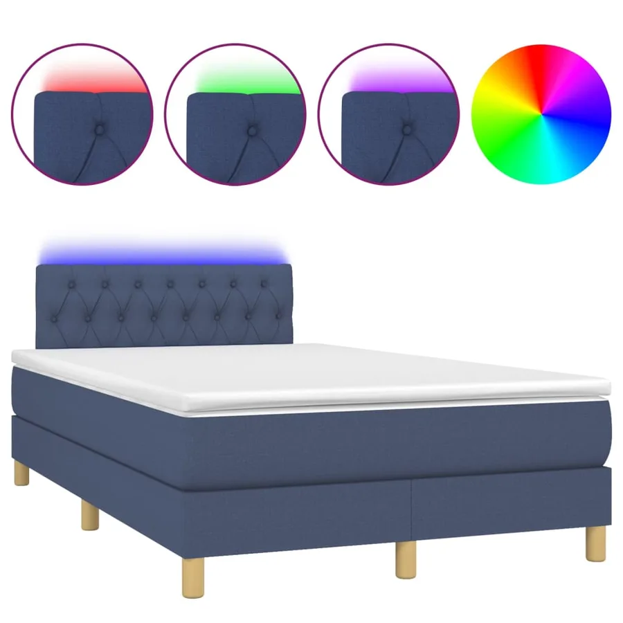 Sommier à lattes de lit avec matelas LED Bleu 120x200 cm Tissu - 2