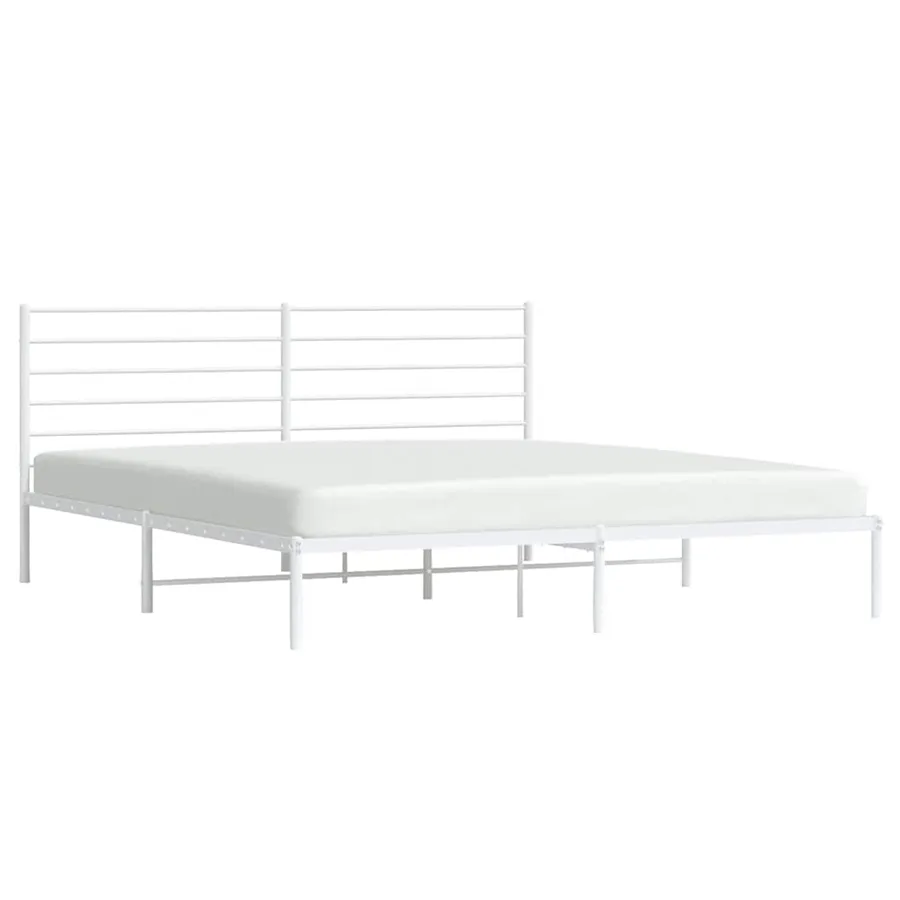Cadre de lit métal sans matelas et tête de lit blanc 183x213 cm - 5
