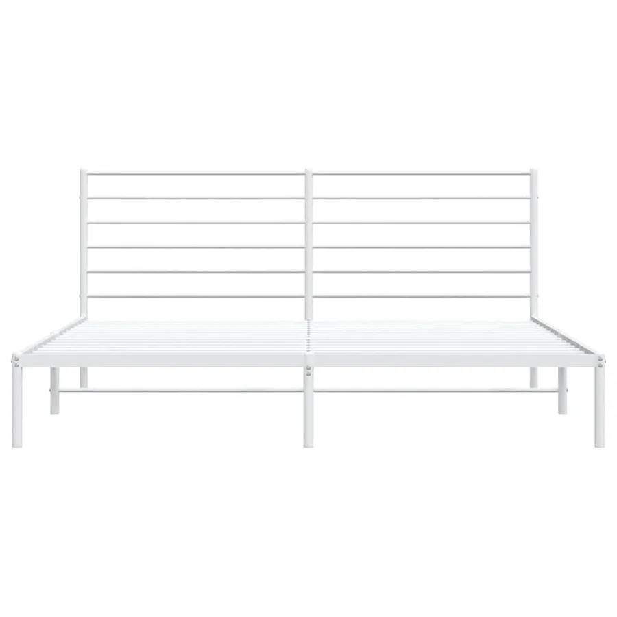Cadre de lit métal sans matelas et tête de lit blanc 183x213 cm - 6