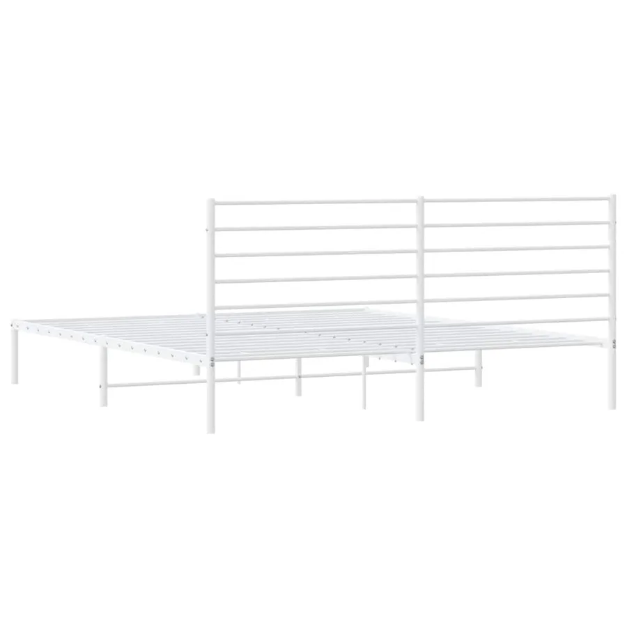 Cadre de lit métal sans matelas et tête de lit blanc 183x213 cm - 8