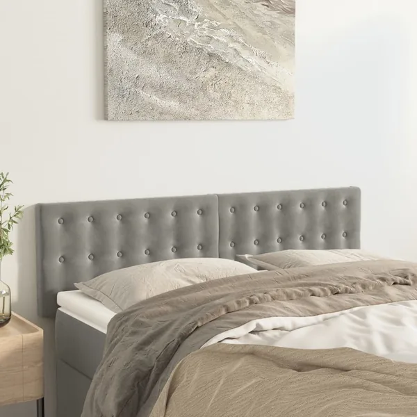 Têtes de lit Gris clair 144x5x78/88 cm Velours