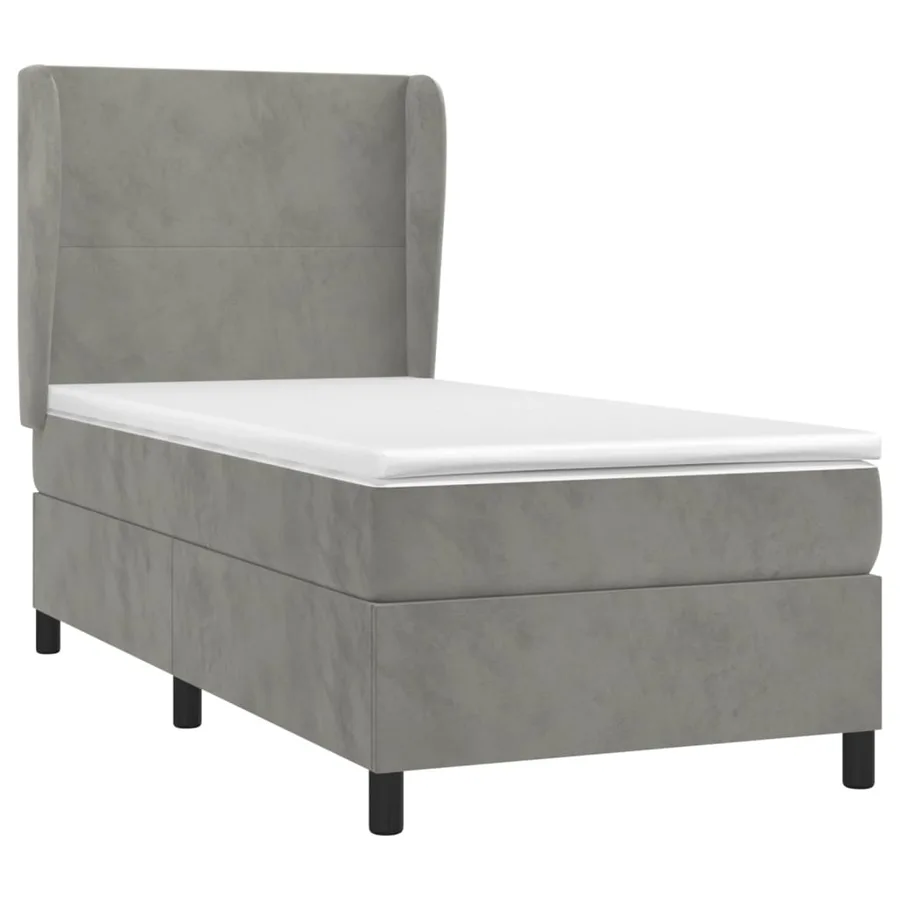 Sommier à lattes de lit et matelas Gris clair 100x200cm Velours - 3