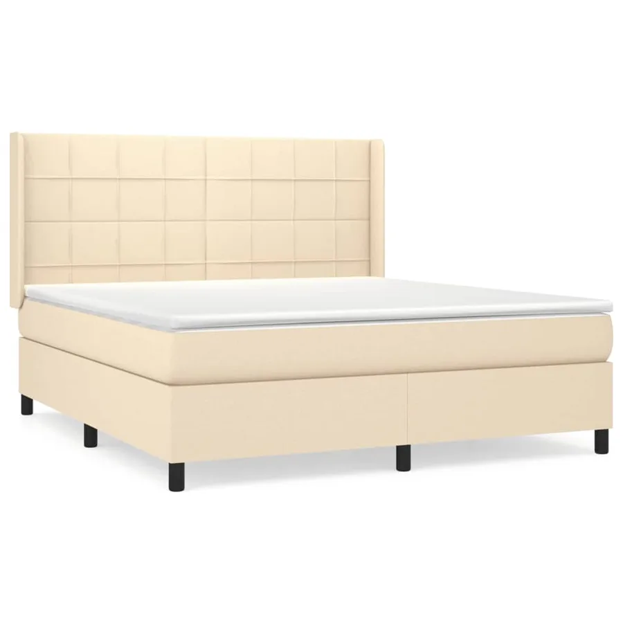 Sommier à lattes de lit avec matelas Crème 160x200 cm Tissu - 2