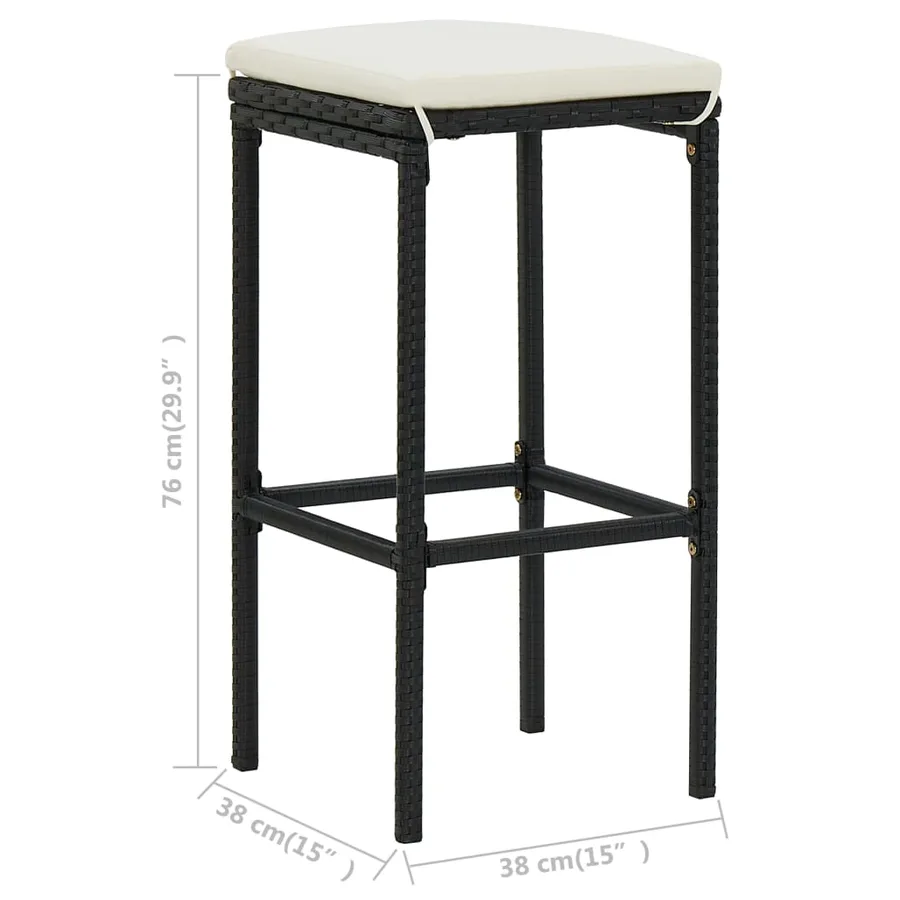 Ensemble de bar 3 pcs Résine tressée Noir - 11