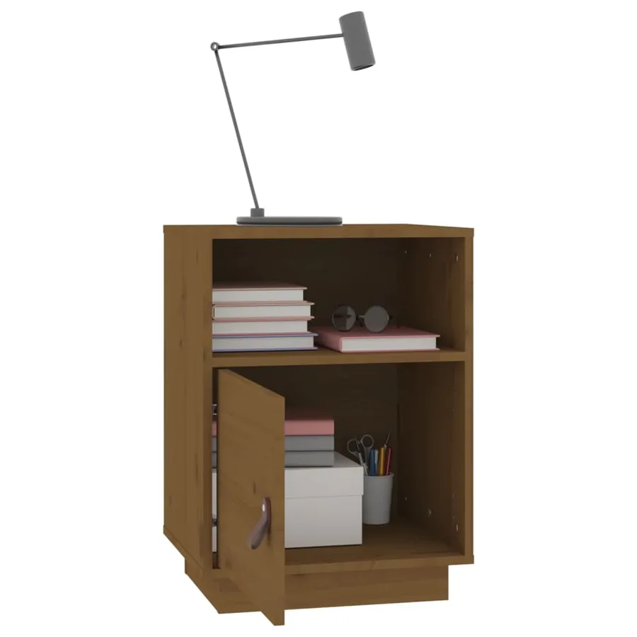 Tables de chevet 2pcs Marron miel 40x34x55cm Bois de pin massif - 5
