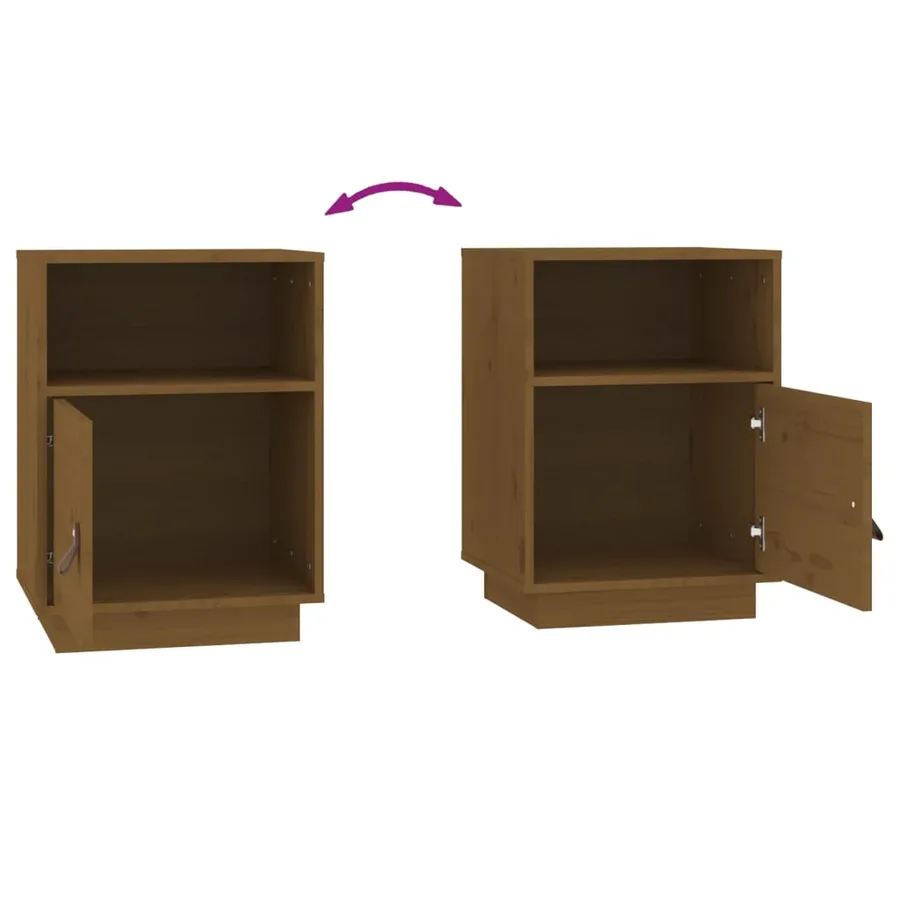 Tables de chevet 2pcs Marron miel 40x34x55cm Bois de pin massif - 9
