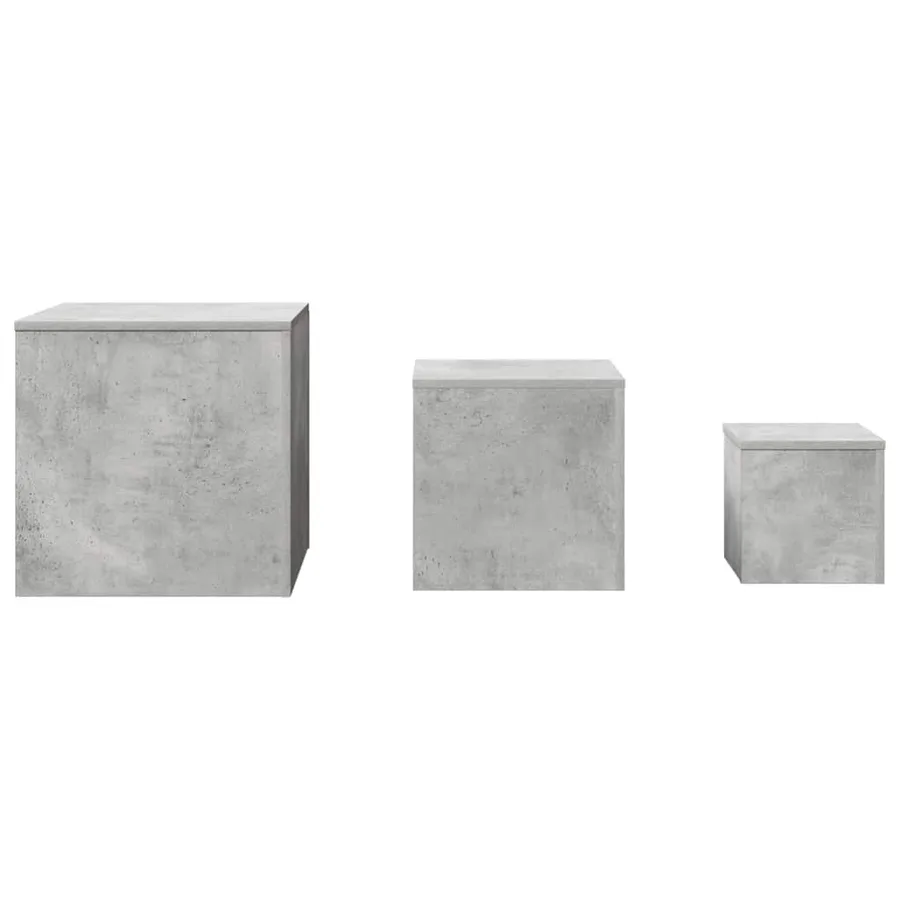 Tables d'appoint 3 pcs Gris béton Bois d’ingénierie - 4