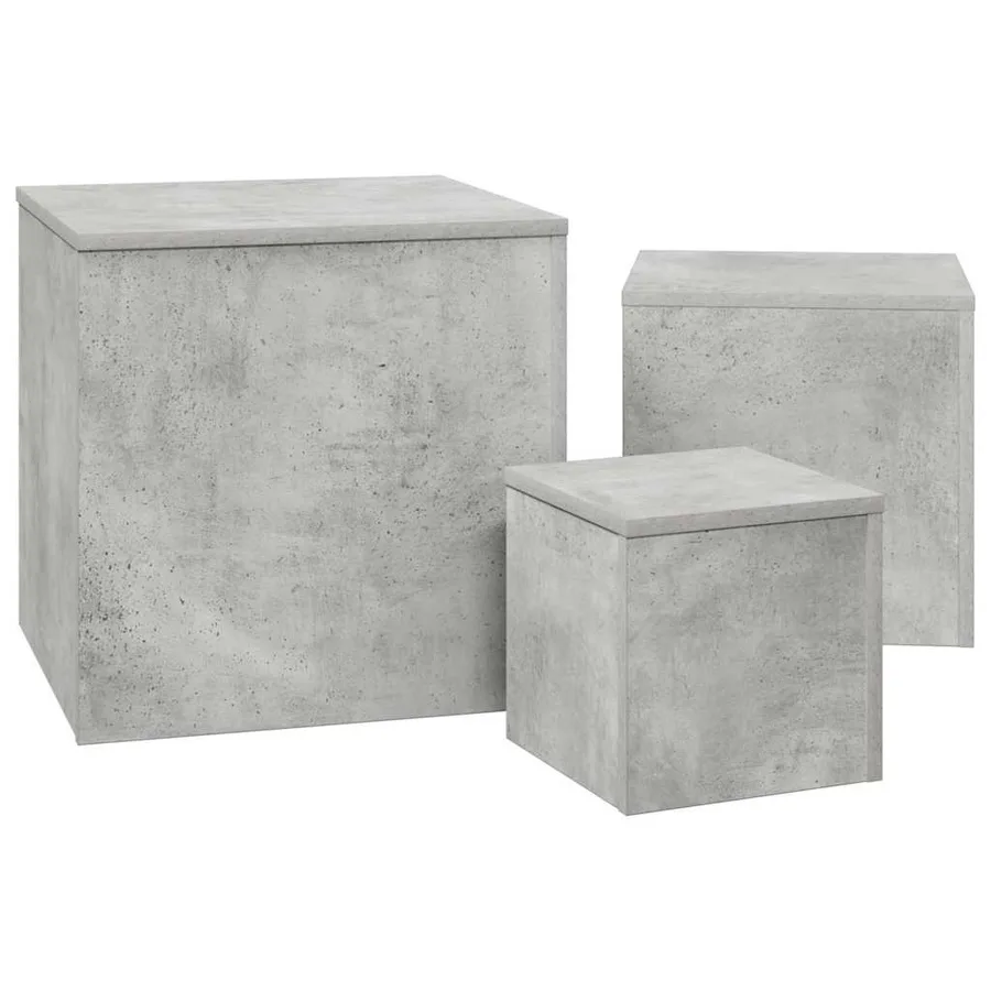 Tables d'appoint 3 pcs Gris béton Bois d’ingénierie - 5