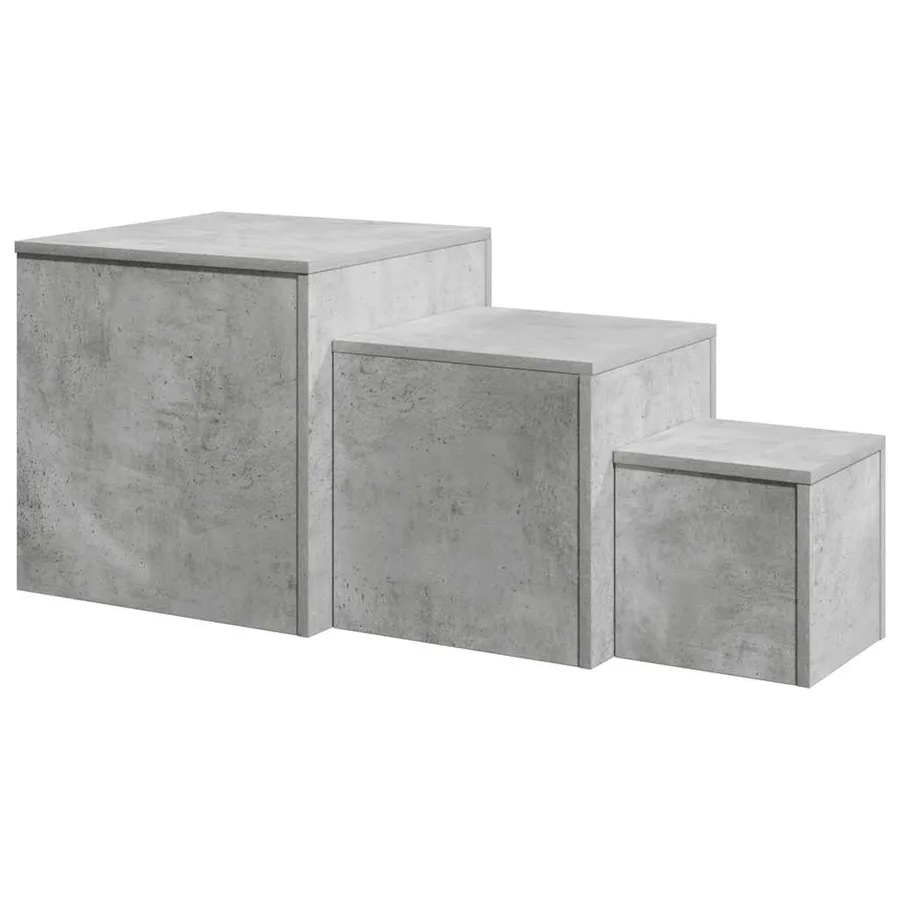 Tables d'appoint 3 pcs Gris béton Bois d’ingénierie - 6