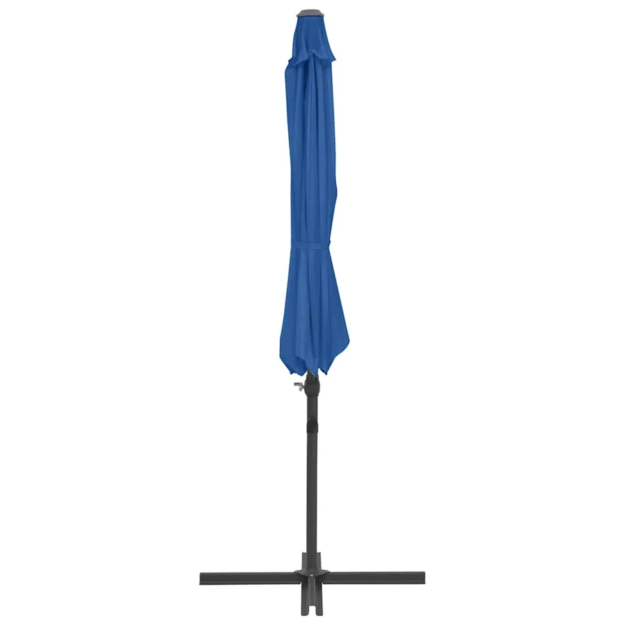 Parasol de jardin en porte-à-faux avec mât en acier bleu azuré - 4