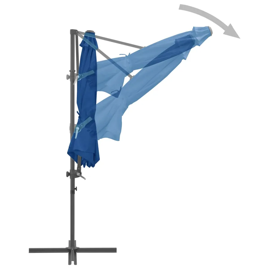 Parasol de jardin en porte-à-faux avec mât en acier bleu azuré - 5