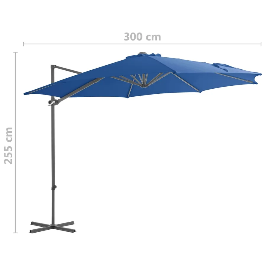 Parasol de jardin en porte-à-faux avec mât en acier bleu azuré - 9