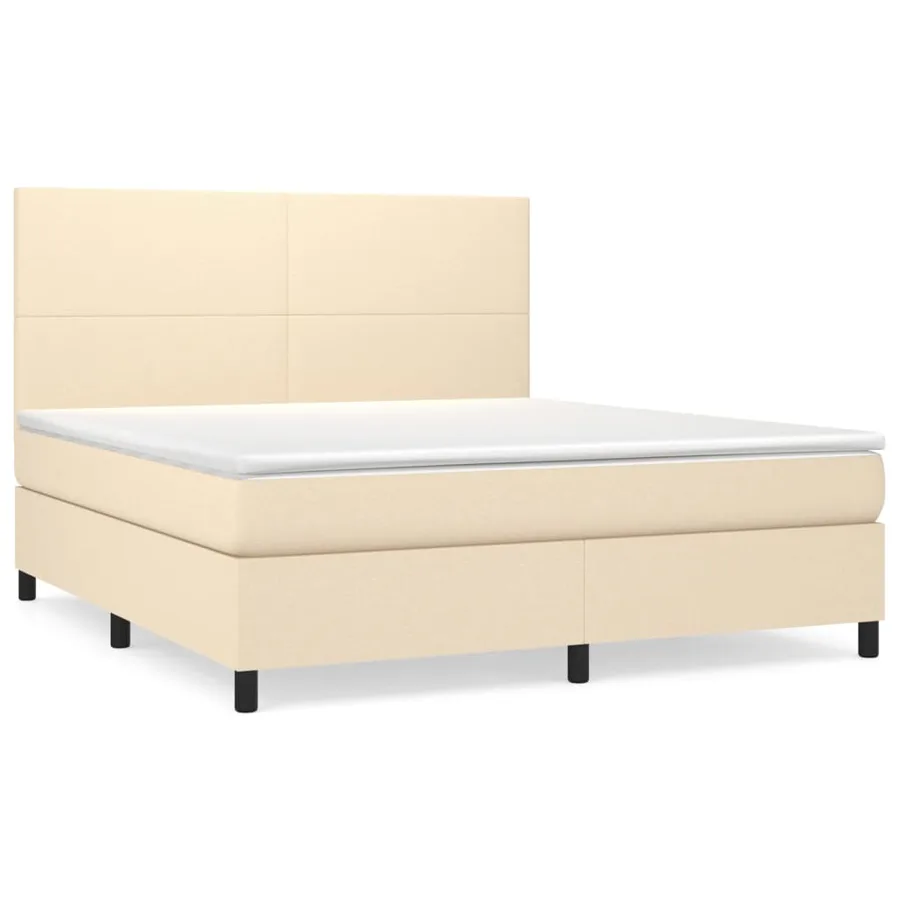 Sommier à lattes de lit avec matelas Crème 160x200 cm Tissu - 2