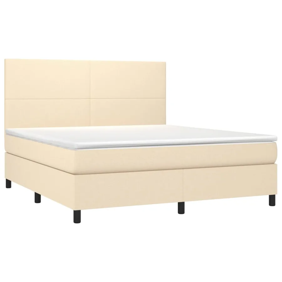 Sommier à lattes de lit avec matelas Crème 160x200 cm Tissu - 3