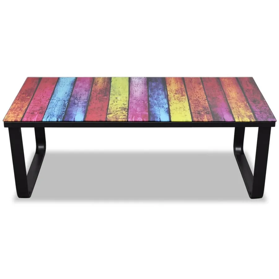 Table basse avec impression d'arc-en-ciel Dessus en verre - 2