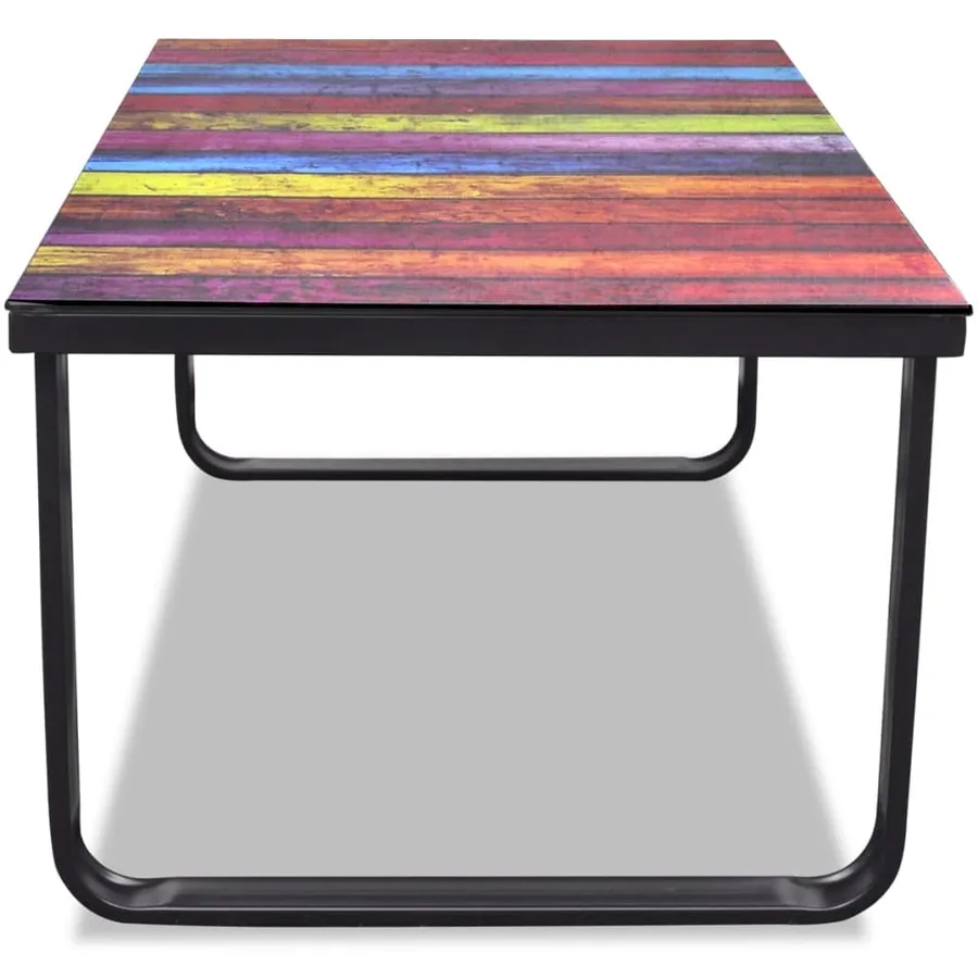 Table basse avec impression d'arc-en-ciel Dessus en verre - 3