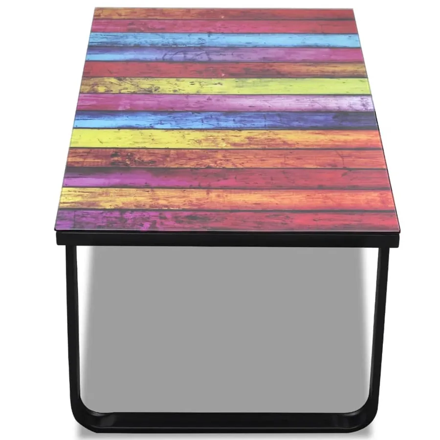 Table basse avec impression d'arc-en-ciel Dessus en verre - 4