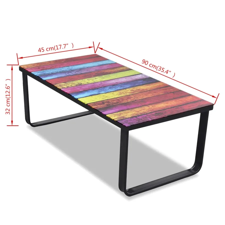 Table basse avec impression d'arc-en-ciel Dessus en verre - 7