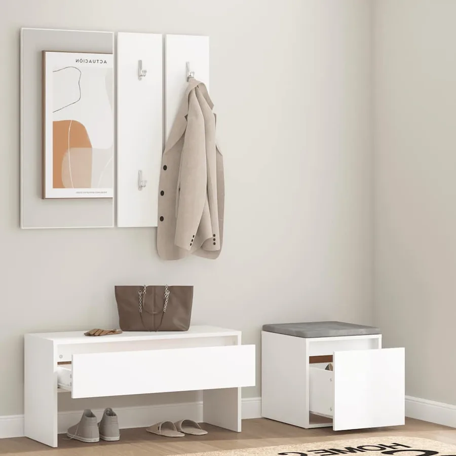 Ensemble de meubles de couloir Blanc Bois d'ingénierie - 3