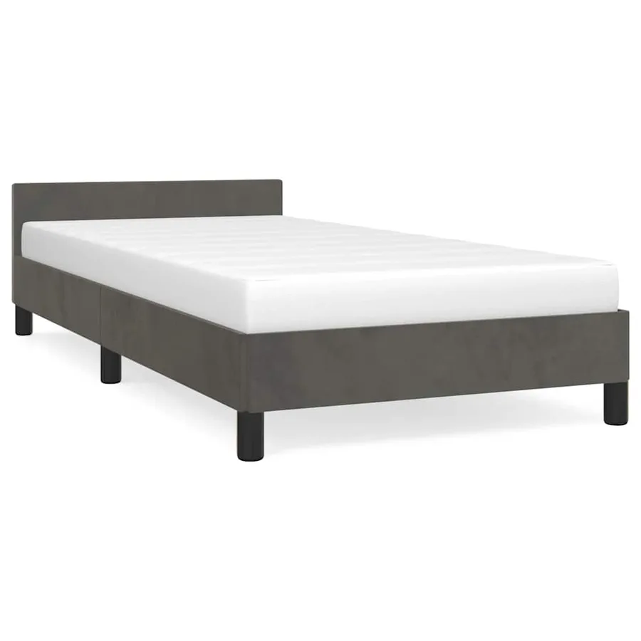 Cadre de lit sans matelas gris foncé 90x200 cm velours - 2