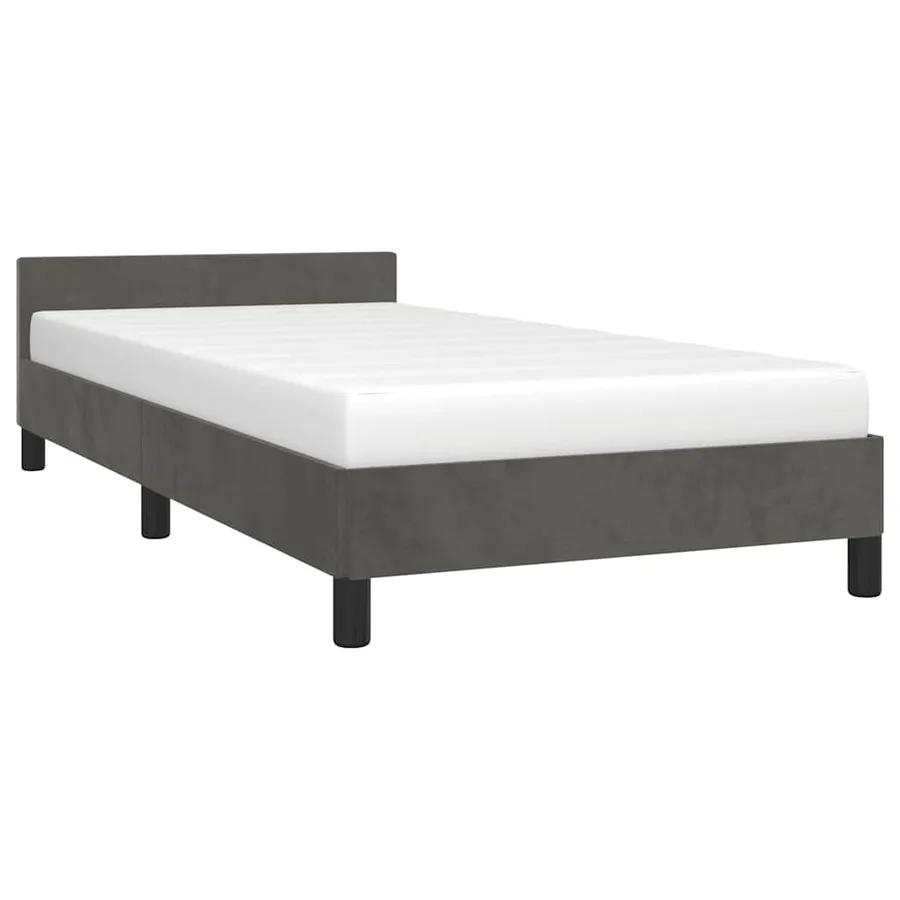 Cadre de lit sans matelas gris foncé 90x200 cm velours - 3