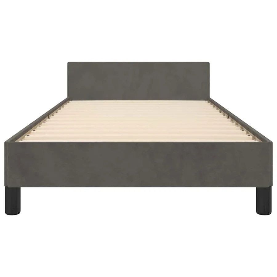 Cadre de lit sans matelas gris foncé 90x200 cm velours - 5