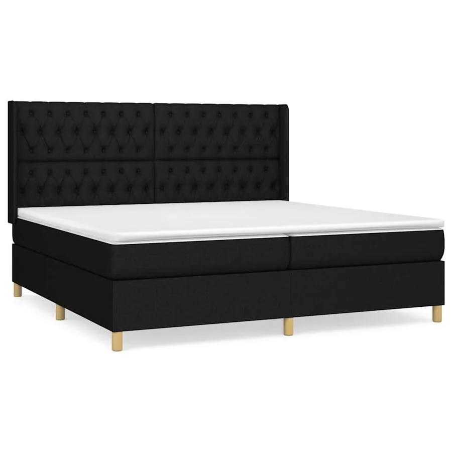 Sommier à lattes de lit avec matelas Noir 200x200 cm Tissu - 2