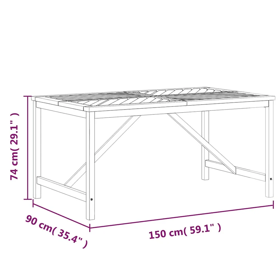 Table à manger de jardin 150x90x74 cm bois d'acacia solide - 7