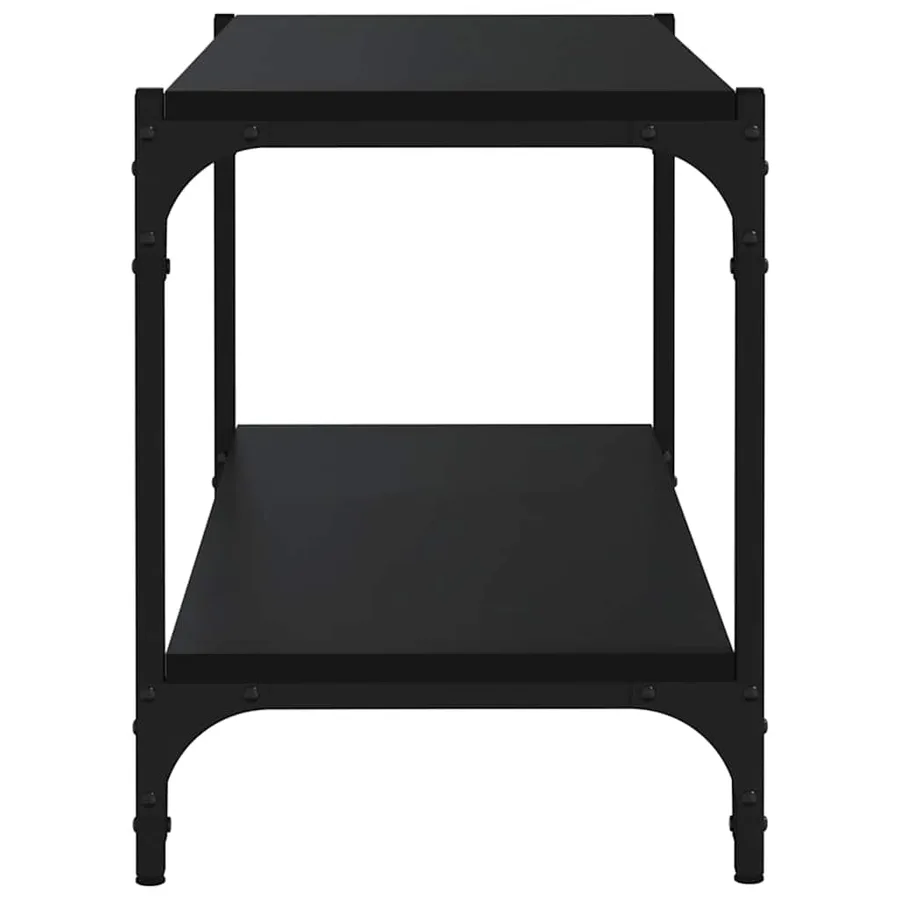 Meuble TV Noir 80x33x41 cm Bois d'ingénierie et acier - 5