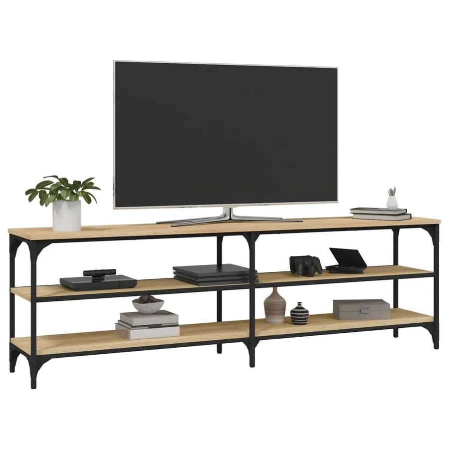Meuble TV chêne sonoma 160x30x50 cm bois d'ingénierie - 4