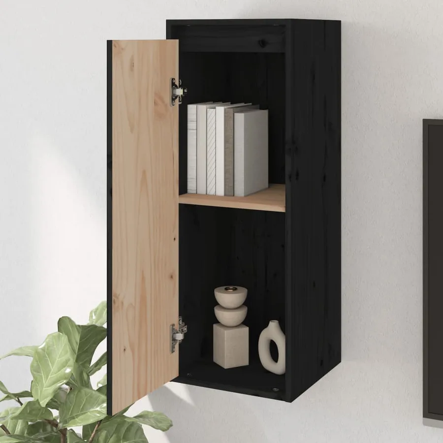 Armoires murales 2 pcs Noir 30x30x80 cm Bois de pin massif - 3