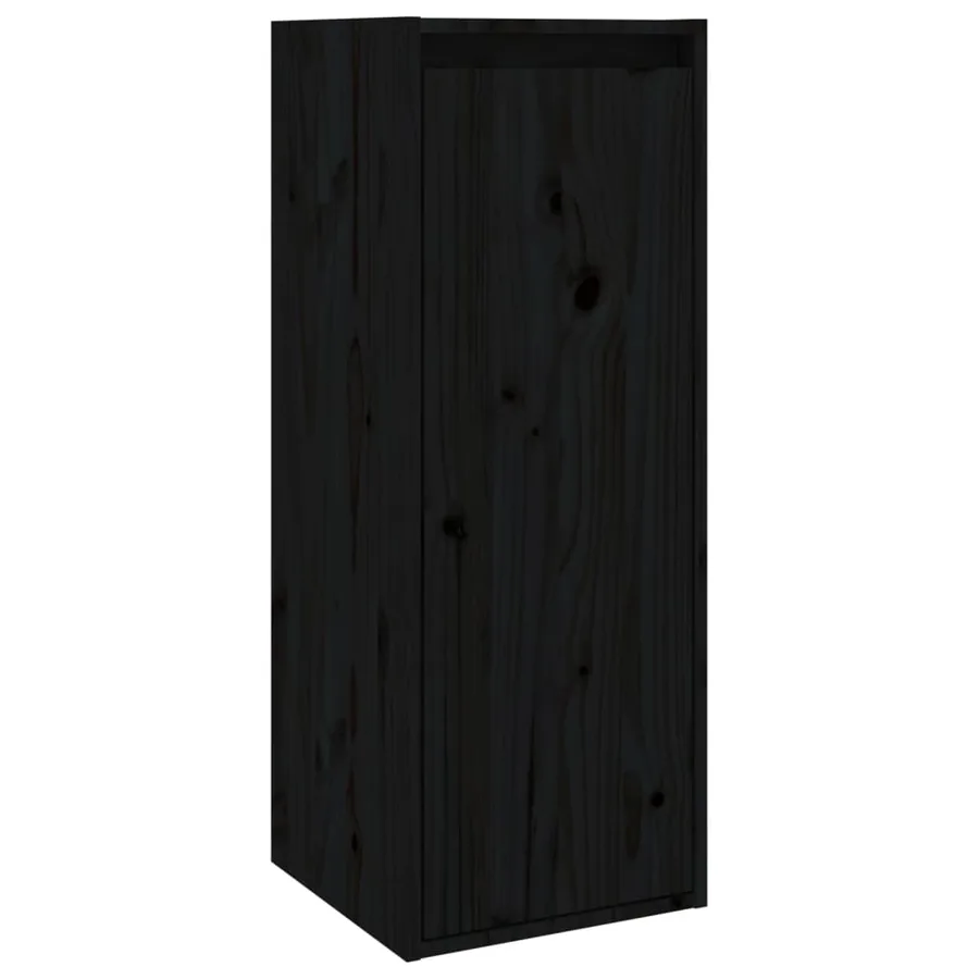 Armoires murales 2 pcs Noir 30x30x80 cm Bois de pin massif - 5