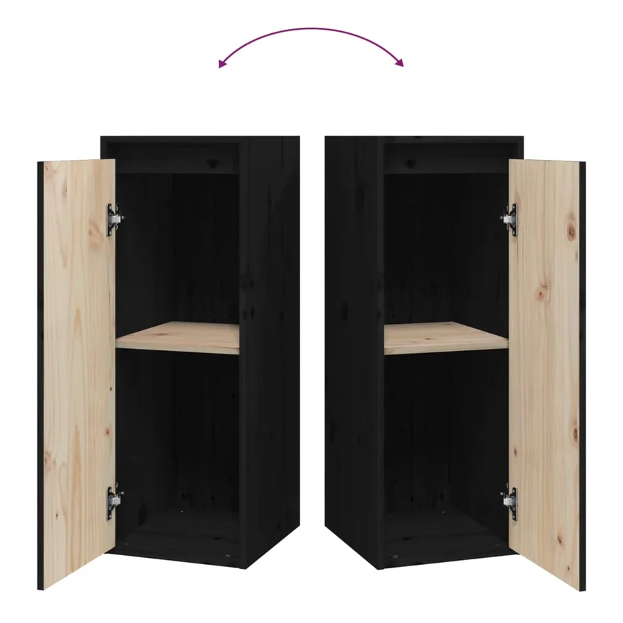 Armoires murales 2 pcs Noir 30x30x80 cm Bois de pin massif - 9