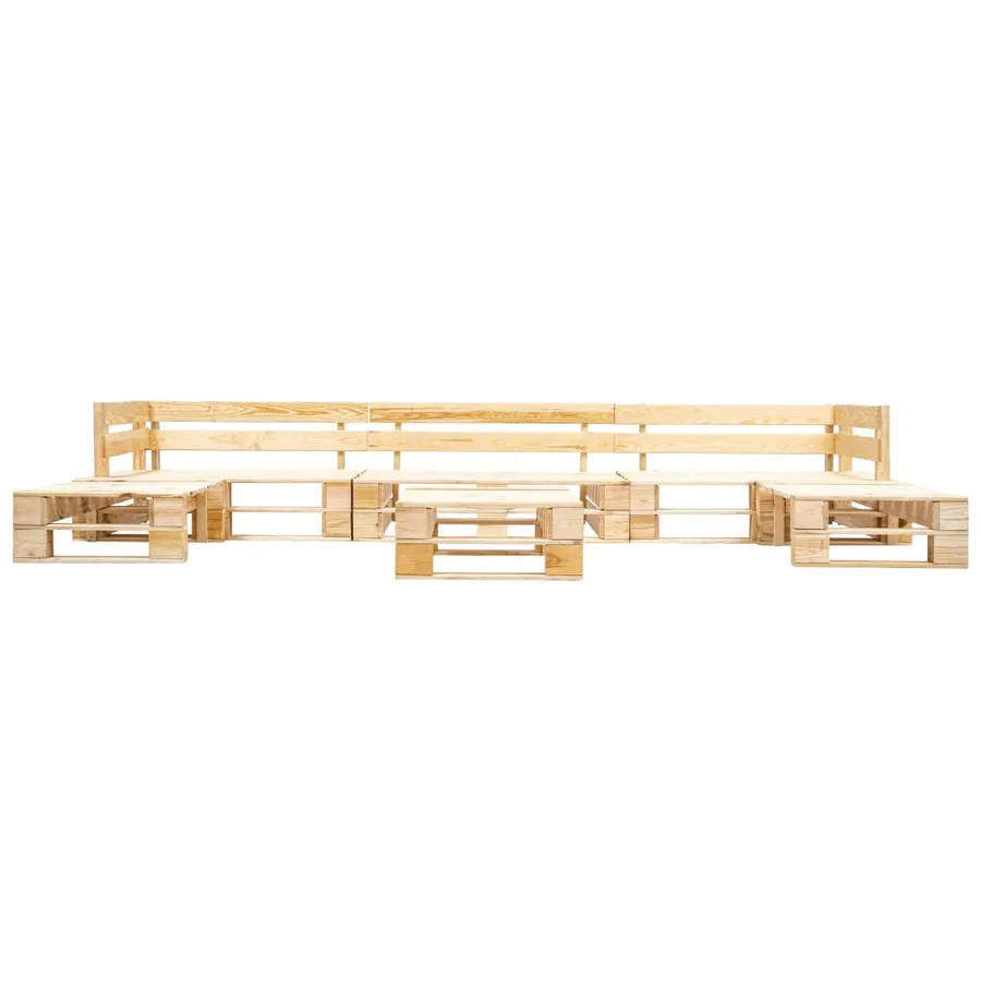 Salon de jardin palette 6 pcs naturel bois - 2
