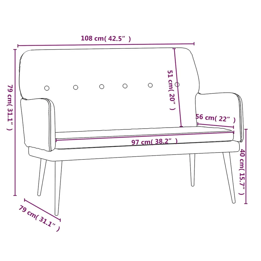 Banc Crème 108x79x79 cm Velours - 8