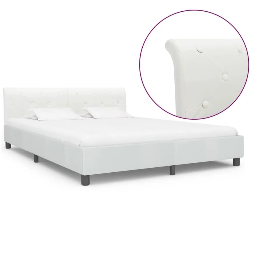 Cadre de lit Blanc Similicuir 180 x 200 cm