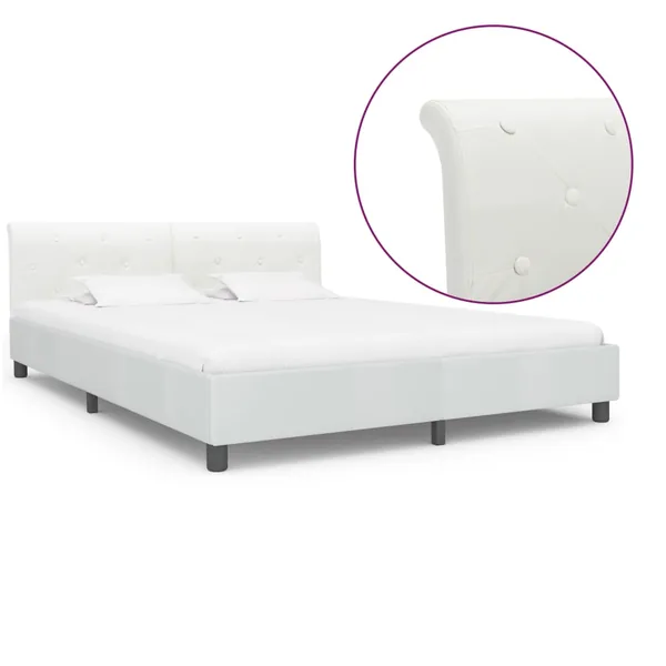 Cadre de lit Blanc Similicuir 180 x 200 cm