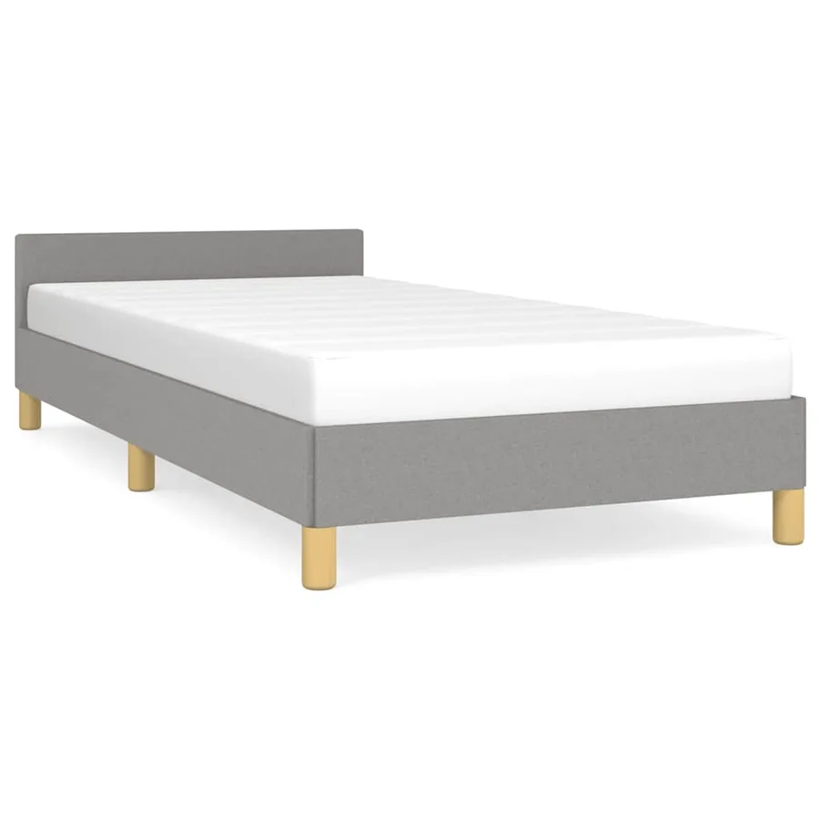 Cadre de lit sans matelas gris clair 100x200 cm tissu - 2