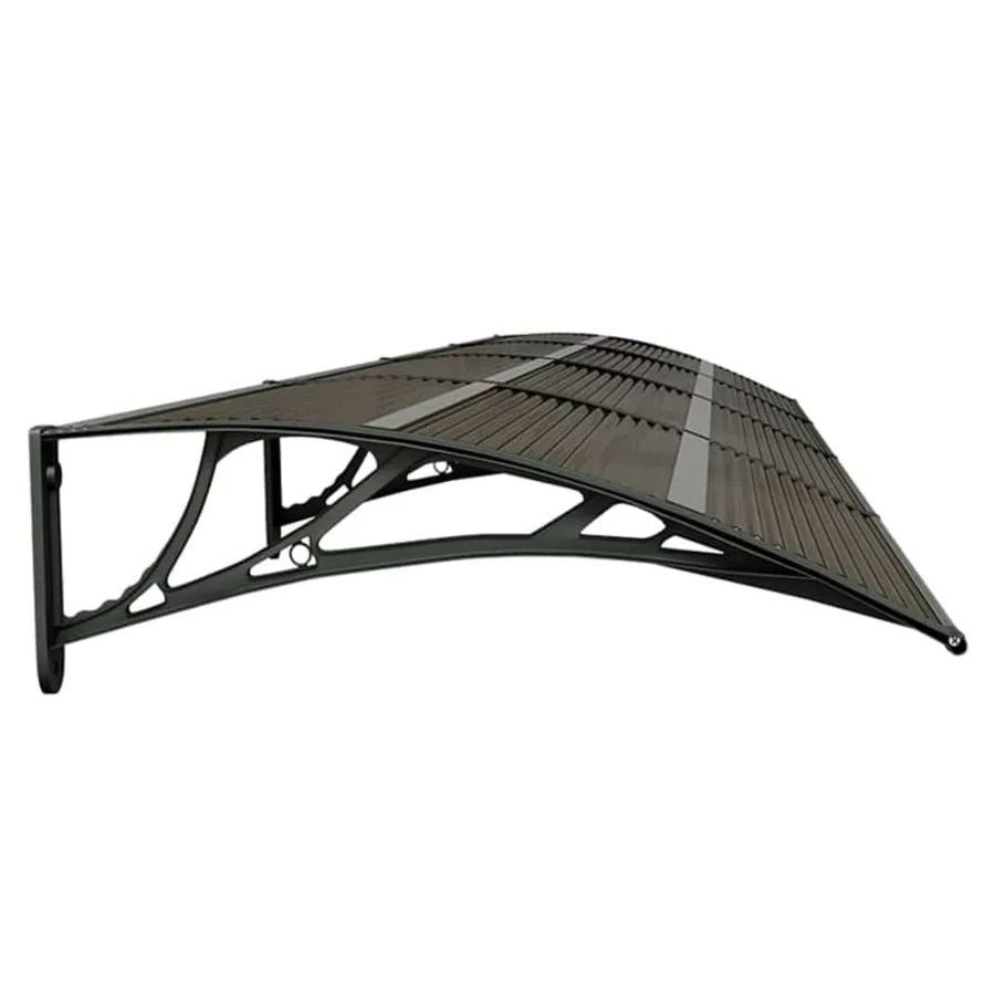 Auvent de porte Noir 400x75 cm Polycarbonate - 5