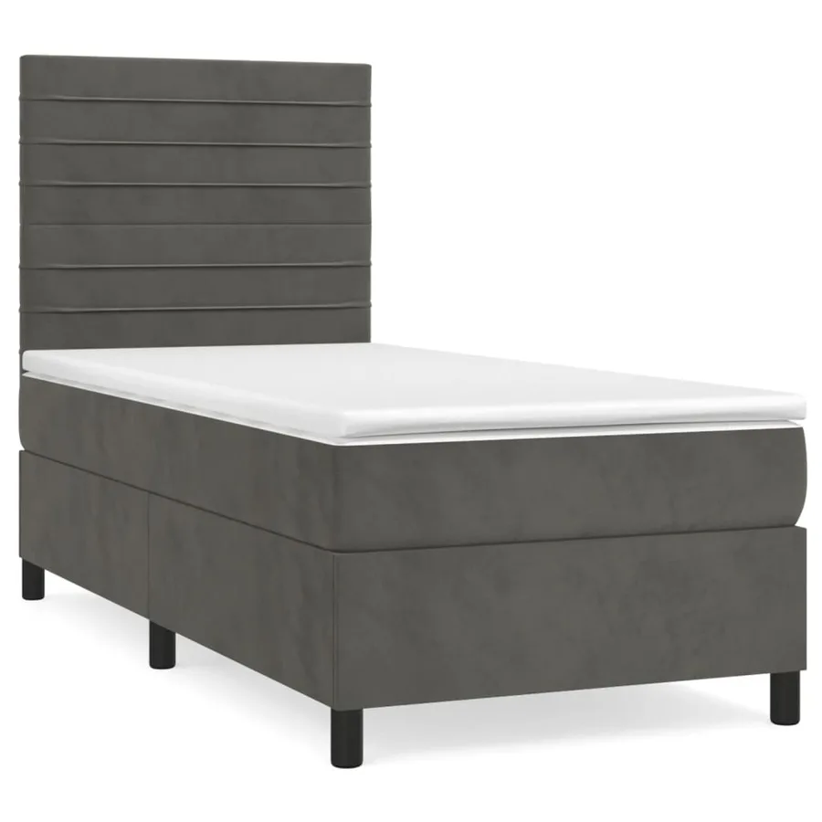 Sommier à lattes de lit et matelas Gris foncé 90x190 cm Velours - 2