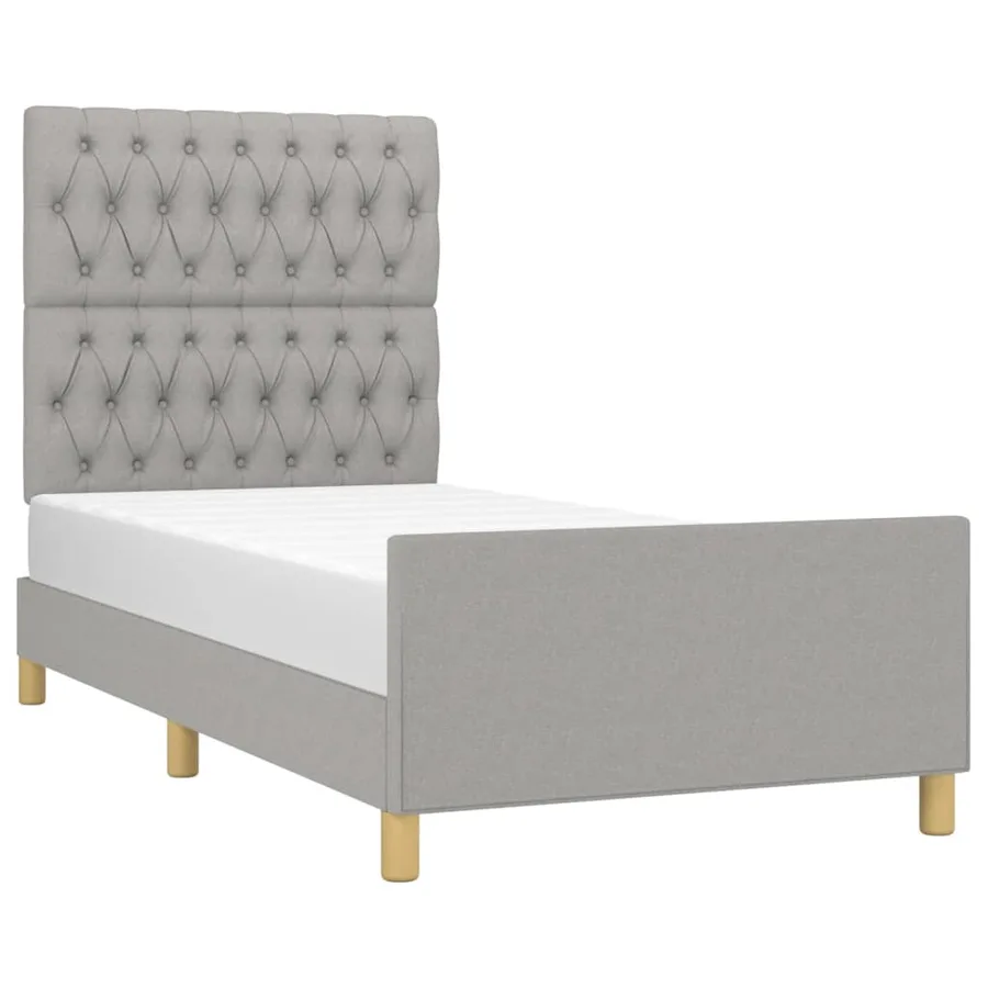 Cadre de lit sans matelas gris clair 90x190 cm tissu - 3