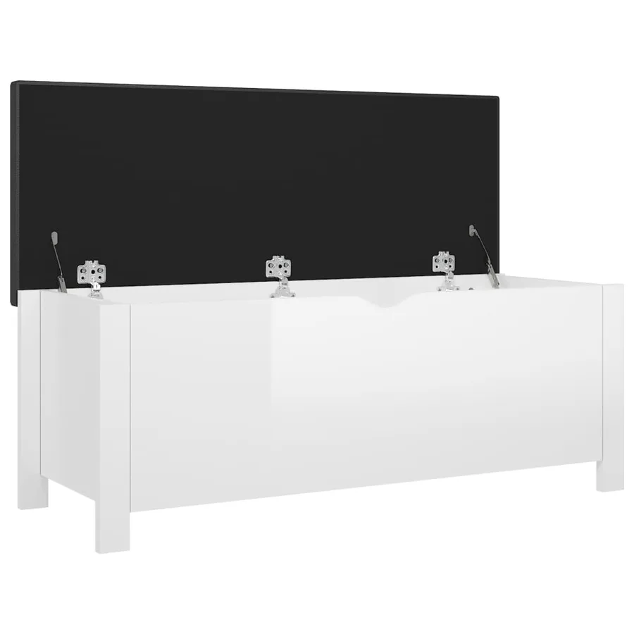 Boîte de rangement coussin Blanc brillant 105x40x45cm Aggloméré - 4