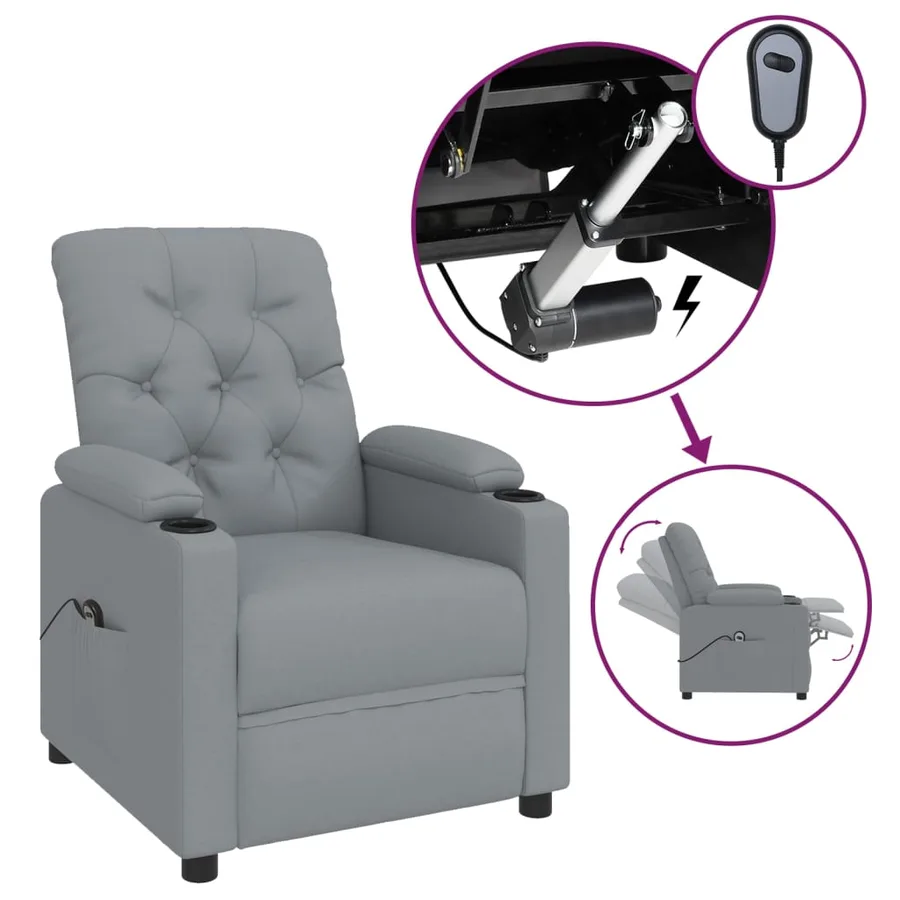 Fauteuil inclinable électrique Gris clair Tissu - 2