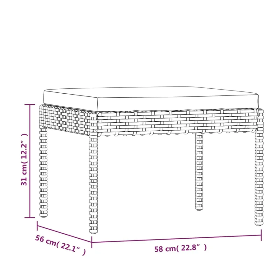 Salon de jardin 6 pcs avec coussins résine tressée gris - 13