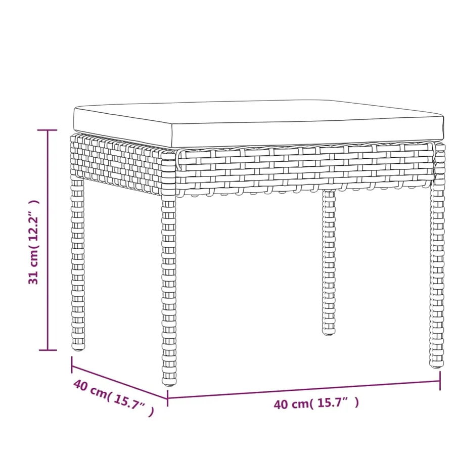 Salon de jardin 6 pcs avec coussins résine tressée gris - 14