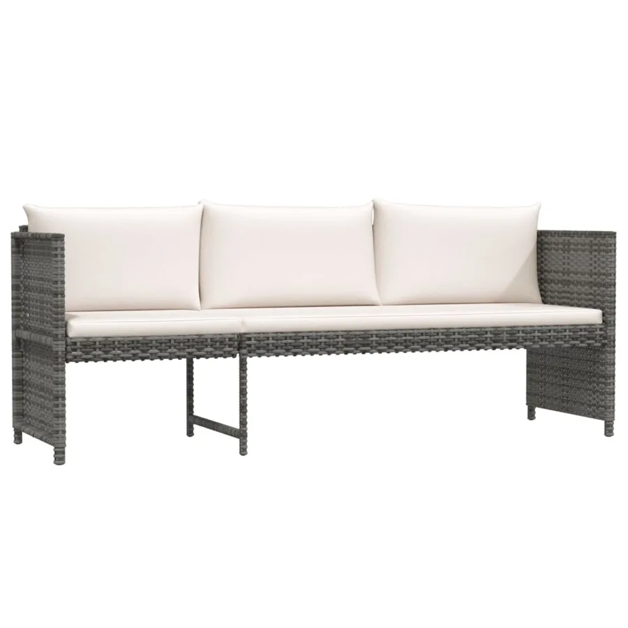 Salon de jardin 6 pcs avec coussins résine tressée gris - 3