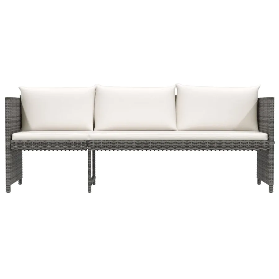 Salon de jardin 6 pcs avec coussins résine tressée gris - 4