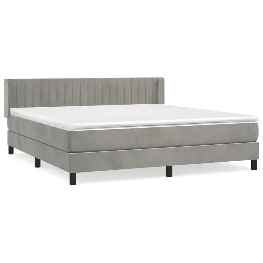 Sommier à lattes de lit et matelas Gris clair 160x200cm Velours - 2